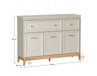 Trojdverová komoda so zásuvkami Vendy W-1 - kašmír krémová / dub