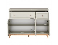 Trojdverová komoda so zásuvkami Vendy W-1 - kašmír krémová / dub