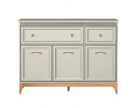 Trojdverová komoda so zásuvkami Vendy W-1 - kašmír krémová / dub