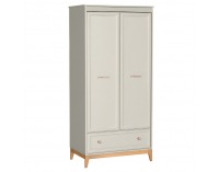 Dvojdverová šatníková skriňa so zásuvkou Vendy W-10 - kašmír krémová / dub