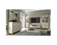 Dvojdverová šatníková skriňa so zásuvkou Vendy W-10 - kašmír krémová / dub