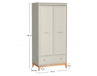 Dvojdverová šatníková skriňa so zásuvkou Vendy W-10 - kašmír krémová / dub
