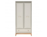 Dvojdverová šatníková skriňa so zásuvkou Vendy W-10 - kašmír krémová / dub