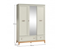 Trojdverová šatníková skriňa so zásuvkami Vendy W-15 - kašmír krémová / dub