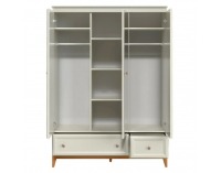 Trojdverová šatníková skriňa so zásuvkami Vendy W-15 - kašmír krémová / dub