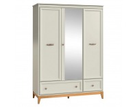 Trojdverová šatníková skriňa so zásuvkami Vendy W-15 - kašmír krémová / dub