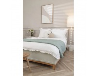 Manželská posteľ s roštom Vendy 140 W-17 - kašmír krémová / dub