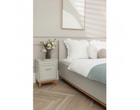 Manželská posteľ s roštom Vendy 140 W-17 - kašmír krémová / dub