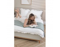 Manželská posteľ s roštom Vendy 140 W-17 - kašmír krémová / dub