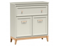 Dvojdverová komoda so zásuvkou Vendy W-19 - kašmír krémová / dub