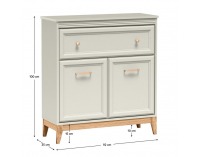 Dvojdverová komoda so zásuvkou Vendy W-19 - kašmír krémová / dub