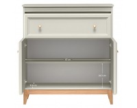 Dvojdverová komoda so zásuvkou Vendy W-19 - kašmír krémová / dub