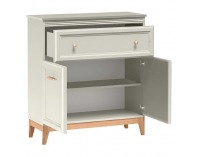 Dvojdverová komoda so zásuvkou Vendy W-19 - kašmír krémová / dub