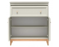 Dvojdverová komoda so zásuvkou Vendy W-19 - kašmír krémová / dub