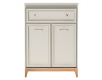 Dvojdverová komoda so zásuvkou Vendy W-4 - kašmír krémová / dub