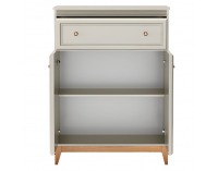 Dvojdverová komoda so zásuvkou Vendy W-4 - kašmír krémová / dub