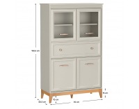 Štvordverová vitrína Vendy W-5 - kašmír krémová / dub
