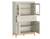 Štvordverová vitrína Vendy W-5 - kašmír krémová / dub