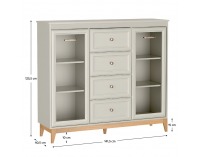 Dvojdverová vitrína Vendy W-7 - kašmír krémová / dub