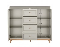 Dvojdverová vitrína Vendy W-7 - kašmír krémová / dub