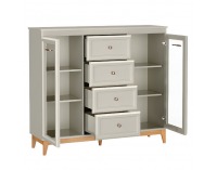 Dvojdverová vitrína Vendy W-7 - kašmír krémová / dub