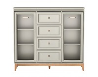 Dvojdverová vitrína Vendy W-7 - kašmír krémová / dub