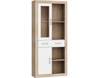 Regál Verin VRN-15 - sonoma svetlá / biely lesk