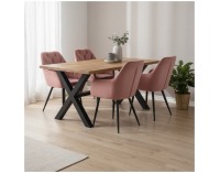 Jedálenské kreslo Verio New - tmavoružová (Velvet) / čierna