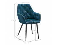 Jedálenské kreslo Verio New - tyrkysová (Velvet) / čierna