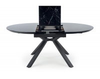 Okrúhly rozkladací jedálenský stôl Vertigo - čierny mramor / čierna