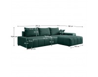 Rohová sedačka s rozkladom Vezan Roh L/P - smaragdová