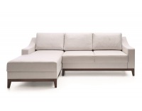 Rohová sedačka s rozkladom a úložným priestorom Via VI L - biela (Linea-A7 08) / mahagón vysoký lesk