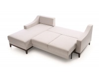 Rohová sedačka s rozkladom a úložným priestorom Via VI L - biela (Linea-A7 08) / mahagón vysoký lesk