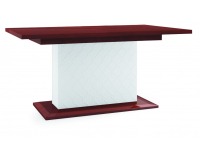Rozkladací jedálenský stôl Via VI-S1 - biely mat / mahagón vysoký lesk