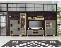 Obývacia izba Vilander - sivý grafit / dub artisan