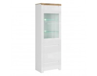 Vitrína Vilgo 1D1W1S - biely lesk / dub wotan