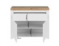 Dvojdverová komoda so zásuvkou Vilgo 2D1S - biely lesk / dub wotan