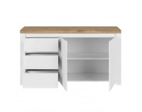 Dvojdverová komoda so zásuvkami Vilgo 2D3S - biely lesk / dub wotan