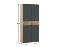 Botníková skriňa / regál Vilot - grafit / dub wotan