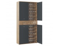 Botníková skriňa / regál Vilot - grafit / dub wotan