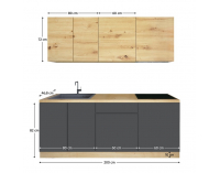 Kuchynská linka Vinetu 200 - dub artisan / sivá