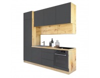 Kuchynská linka Vinetu 240 - sivá / dub artisan