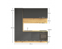 Kuchynská linka Vinetu 240 - sivá / dub artisan