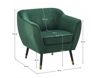 Dizajnové kreslo Vioda - zelená (Velvet) / čierna / zlatá