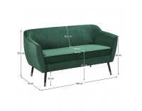 Dvojsedačka Vioda - zelená (Velvet) / čierna / zlatá