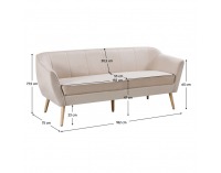 Trojsedačka Vioda - béžová (Velvet) / prírodná