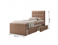 Čalúnená jednolôžková posteľ s roštom Viska New 90x200 cm - svetlohnedá