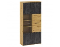 Vitrína Eridan H - dub artisan / sivý betón