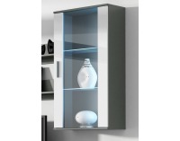 Vitrína na stenu Soho S2 - sivá / biely lesk