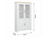 Vitrína s osvetlením Rene 117 - biela andersen / dub bernstein